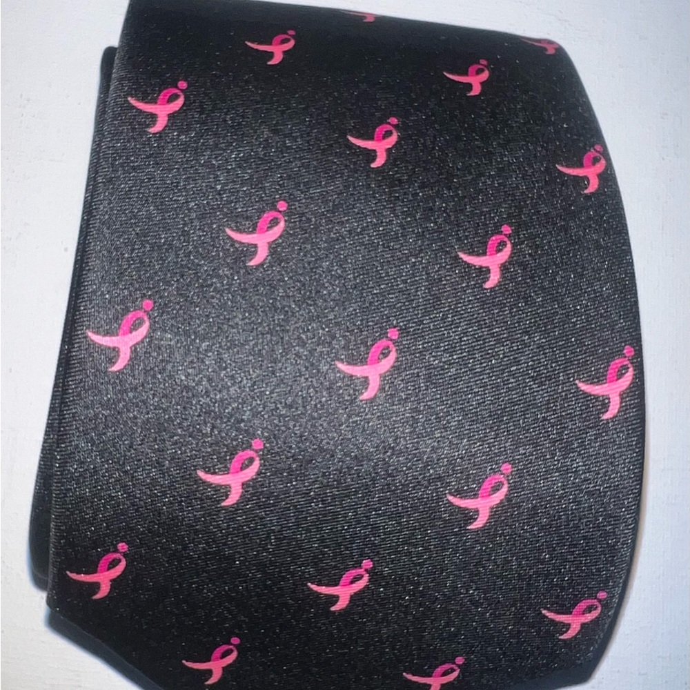 Knot for Hope Pink Breast Cancer Awareness‎ Ribbon Tie Black